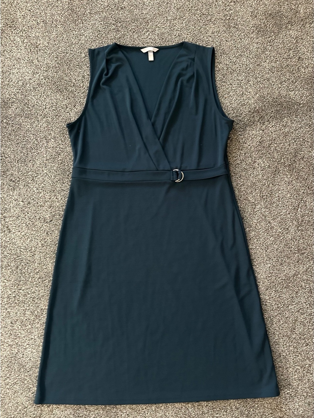 H&M Sleeveless Teal Wrap-Style Midi Dress with D-Ring Belt